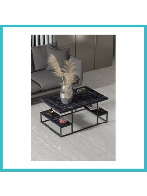 Defne Store Deluxe Raflı Orta Sehpa Siyah Dfnbez