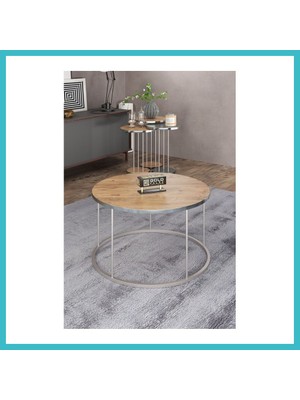 Defne Store Gümüş Terra Sehpa Seti Ceviz Kahverengi 4'lü Dfnbez