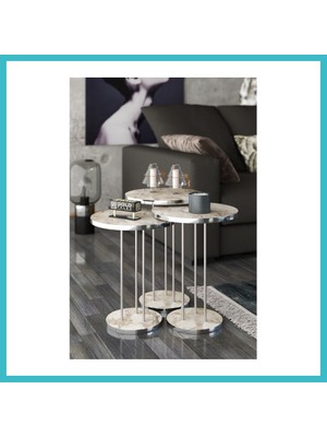 Defne Store Gümüş Terra Zigon Efes Beyaz 3'lü Dfnbez