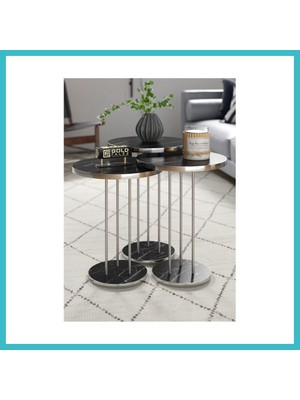 Defne Store Gümüş Terra Zigon Bendir Siyah 3'lü Dfnbez