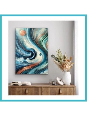 Defne Store Turuncu Yeşil Mavi Soyut Kanvas Tablo 70X100CM Dfnbez