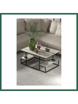 Vintessy Vıntessy Deluxe Raflı Orta Sehpa Ekru BZS01