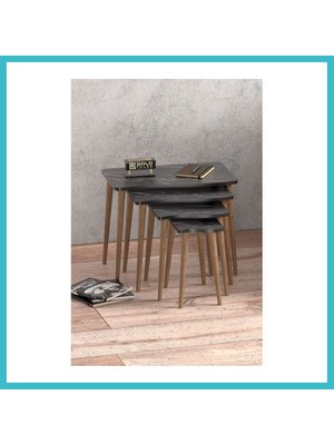 Defne Store Torna Zigon Sehpa Bendir Siyah 4'lü Dfnbez