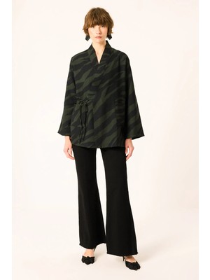 Touche Prive Desenli Dökümlü Kimono Ceket