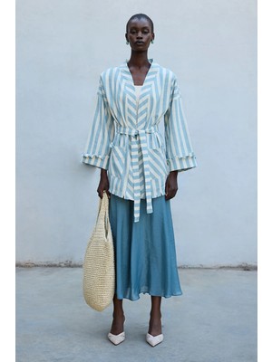 Touche Prive Belden Bağlamalı Keten Kimono
