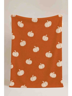 Luvis Store Polka Pumpkin Balkabağı Desenli Çok Amaçlı Polar Battaniye & Örtü