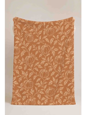 Luvis Store Rust Pumpkin Balkabağı Desenli Çok Amaçlı Polar Battaniye & Örtü
