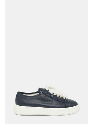 Santoni Santonı Koyu Lacivert Deri Sneaker