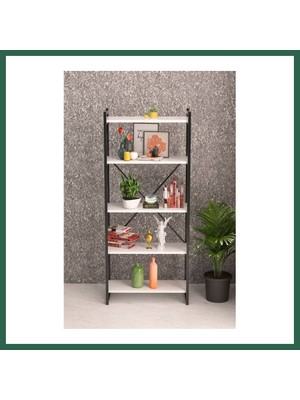 Vintessy Vıntessy 5 Raflı Metal Kitaplık Beyaz 180 cm BZS01