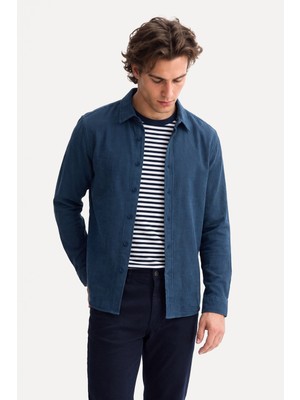 Mudo Erkek İndigo Regular Fit Uzun Kollu Gömlek