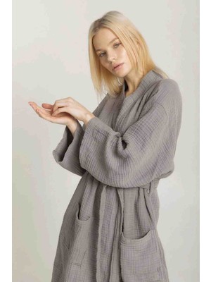 Textile Dünyası 2 Kat Müslin Kimono Bornoz Sabahlık