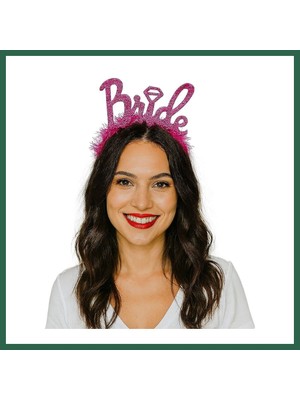 Vintessy Vıntessy Fuşya Renk Bekarlığa Veda Italik Yazı Alyanslı Bride Taç BZS01