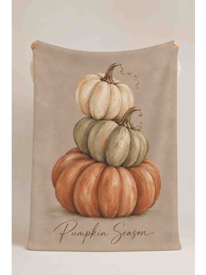 Luvis Store Pumpkin Season Balkabağı Desenli Çok Amaçlı Polar Battaniye & Örtü