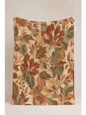 Luvis Store Autumn Terracotta Renkli Sonbahar Yaprakları Çok Amaçlı Polar Battaniye & Örtü
