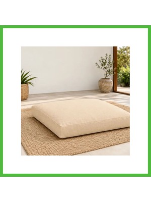 Bezos Düz Kare Yer Minderi · 60 × 60 × 8 cm | Krem | Dış Mekân Arz