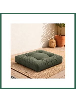 Vintessy Vıntessy Kapitone Kare Yer Minderi · 60 × 60 × 5 cm | Haki | Iç Mekân BZS01