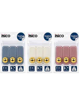 İbico Ibico İ17-021 Yapışkanlı Pls. Askı 2kg.taşıma 3 Adet Tekli Gold Top Uclu - 12'li Paket