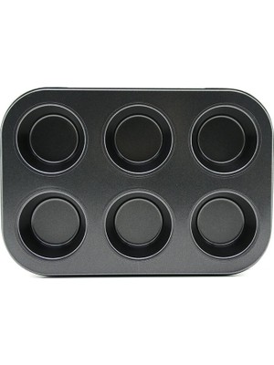 İbico Ibico İ22-375 Muffin ve Kek Kalıp 6 Gözlü Metal Siyah Düz