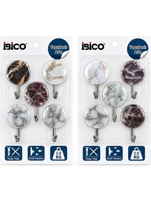 İbico Ibico İ17-011 Plastik Askı 2kg Taşıma 5 Adet Metal Uçlu Meyve Resimli Yapışkanlı Montaj - 12'li Paket