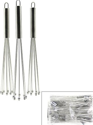 İbico Ibico İ22-357 Metal Çırpıcı Uç 18CM + SAP:12CM 8-Boncuk Uçlu Çek Aç Krom Sap Uçları It Topla - 12'li Paket