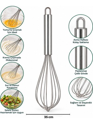 İbico Ibico İ22-064 Çelik Metal Çırpıcı 35CM Çırpıcı: 21CM + Sap: 14CM Kalın Krom Saplı Lüx - 12'li Paket