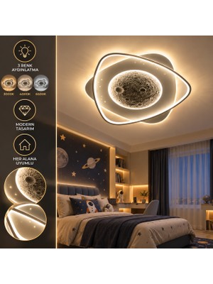 Dolunay Avize Moon Orbit LED Çocuk Odası Tavan Aydınlatma Avizesi