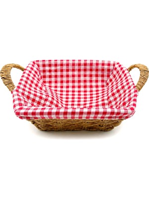 İbico Ibico Ekmek Sepeti Kare Renkli Bezli Ahşap Hasır 23CM*36CM