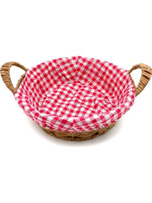 İbico Ibico Ekmeklik Yuvarlak Ahşap Hasır Renkli Bezli 28CM*36CM