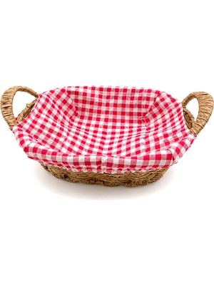 İbico Ibico Ekmeklik Oval Ahşap Hasır Renkli Bezli 28X22CM