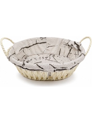 İbico Ibico Ekmeklik Oval Desenli Kulplu Metal Iskelet Hasır Sepet 28X22CM