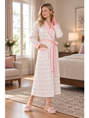 Mecit Pijama Mecit 6357 Pembe Kadın Büyük Beden Uzun Sabahlık