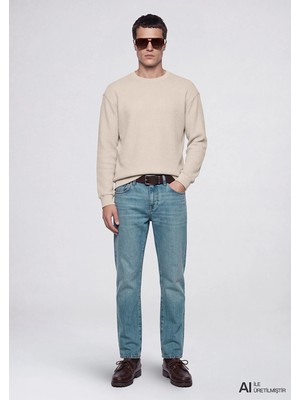 Mavi Bisiklet Yaka Dokulu Bej Sweatshirt 0S20173-70134