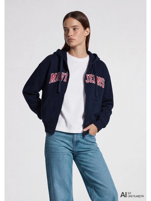 Mavi Mavi Logo Baskılı Lacivert Sweatshirt 1S10587-84371