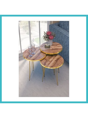 Defne Store Zigon Sehpa Gold Ceviz Tel Dfnbez