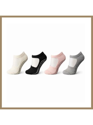 Bezos Kaymaz Taban Yoga ve Pilates Çorabı 4'lü Kadın, Silikon Tabanlı Nefes Alabilir Bilek Bantlı Çorap, Ev Yoga Pilates Trambolin Umre Için, 4 Renk · Beden: 36-40 · Renk: Çok Renkli 4 Lü 22