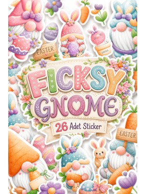 Ficksy Sevimli Tavşan Cücesi Sticker Seti - 26 Adet Etiket Çıkartma