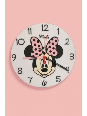 Neo Gift Minnie Duvar Saati | Çocuk Odası Dekoratif Duvar Saati | Çizgifilm Karakteri Duvar Saati