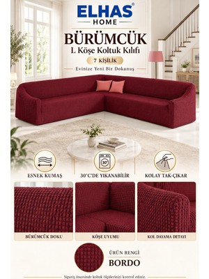 ELHAS Bürümcük Kumaş 7 Kişilik L Köşe Koltuk Kılıfı (550 cm )