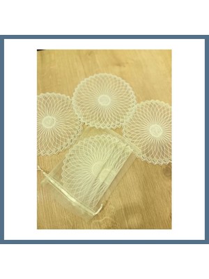 Bezos 6 Lı Dantel Kahve Sunumluğu 15X15 cm Asorti Desenli Türk Kahvesi Sunum Seti Bbz