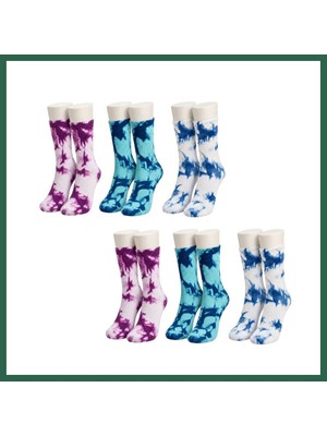 Vintessy Vıntessy Unisex Batik Desenli Çorap 6'lı Set Pamuklu Renkli Uzun Soket Dikişsiz Nefes Alan Spor Çorabı Günlük BZS01