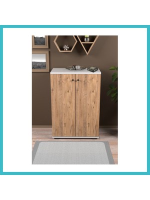 Defne Store Kapaklı Ayakkabılık Çam Beyaz 86 cm Dfnbez