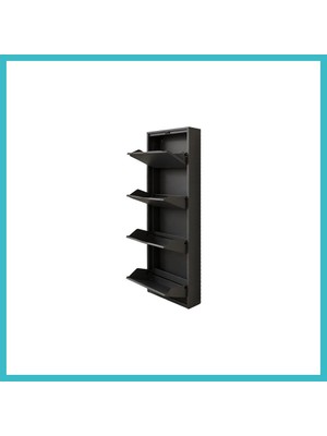 Defne Store Kaser 9015 Antrasıt 4lu Kılıtlı Metal Ayakkabılık Dfnbez