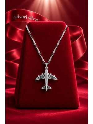 Silvari Silver Uçak Unisex Tasarım 925 Ayar Gümüş Kolye