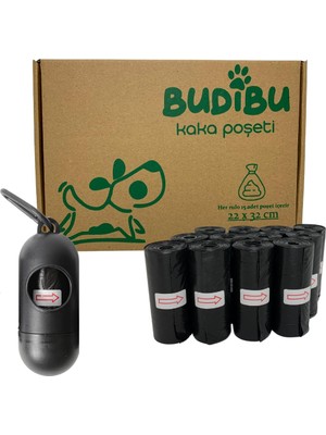 Budibu Kedi Köpek Kaka Poşeti Evcil Hayvan Dışkı Kaka Torbası Taşıma Kapsülü ve 12 Rulo (180 Poşet)