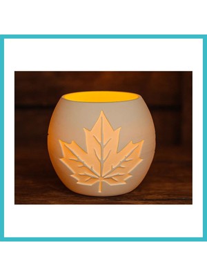 Defne Store 3D Baskı Akçaağaç Yaprağı Kabartmalı Tealight Mumluk Dekoratif Sonbahar Feneri Şamdan Masa Süsü Dfnbez
