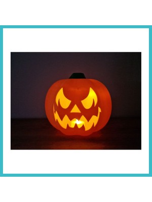 Defne Store 3D Baskı Oyma Yüzlü Balkabağı Tealight Mumluk Cadılar Bayramı Dekoratif Feneri Şamdan Turuncu Dfnbez