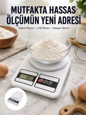 MiraLive 10 kg Kapasiteli LCD Ekranlı Dijital Mutfak Tartıs Yeni Nesil