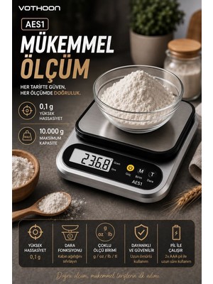 MiraLive Dijital Mutfak ve Kahve Tartısı Hassas Gram Terazisi Paslanmaz Çelik LCD Ekran Çoklu Ölçüm G/oz 10 kg Kapasite