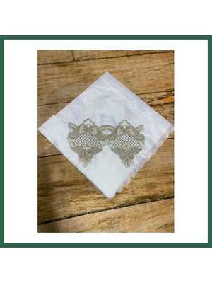 Vintessy Vıntessy Çeyizlik Saten Bohça, Çeyizlik Nakışlı Fransız Dantel Bohça BZS01
