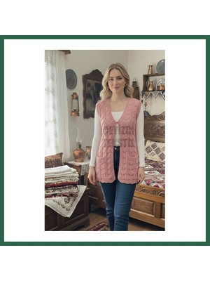 Vintessy Vıntessy Özel Tasarım Istiridye Yelek, Çeyizlik Yelek Pudra BZS01